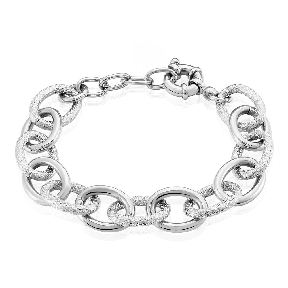 Bracelet Aelia Maille Alternee Acier Blanc - Bracelets chaînes Femme | Marc Orian