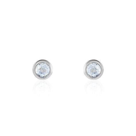Boucles D'oreilles Puces Edy Serti Clos Or Blanc Topaze - Puces Femme | Marc Orian