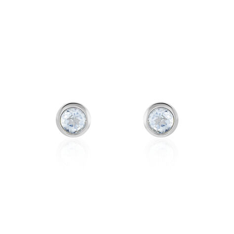 Boucles D'oreilles Puces Edy Serti Clos Or Blanc Topaze - Clous d'oreilles Femme | Marc Orian