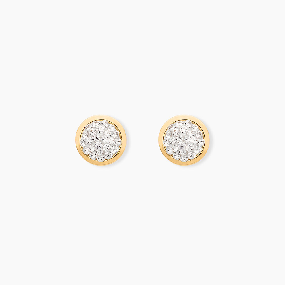 Boucles D'oreilles Puces Edmee Cercle 0 Or Jaune Strass - Puces Femme | Marc Orian