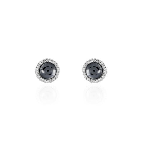 Boucles D'oreilles Puces Adelyne Argent Blanc Céramique - Puces Femme | Marc Orian