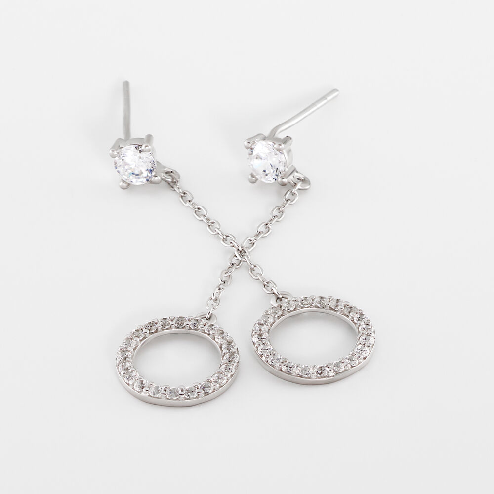 Boucles D'oreilles Pendantes Lim Or Blanc Oxyde De Zirconium - Pendantes Femme | Marc Orian