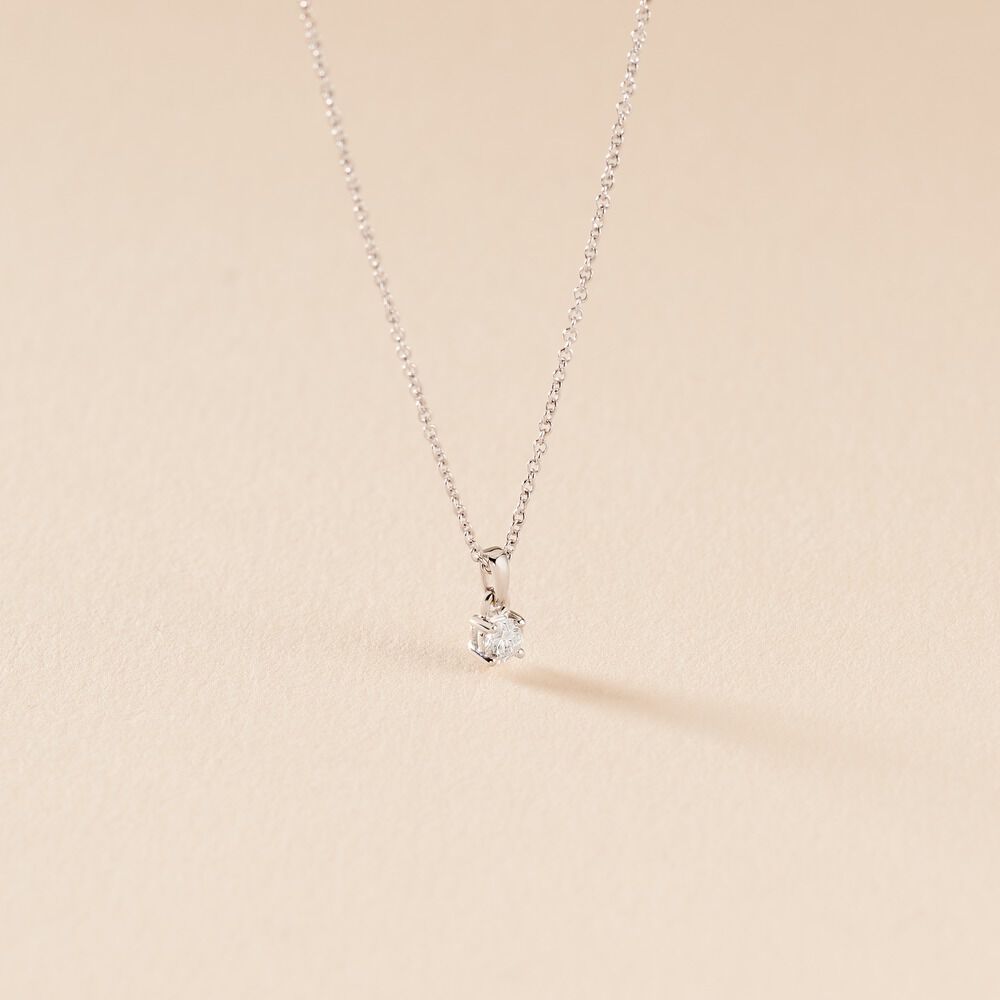 Collier Alexandra Or Blanc Diamant - Colliers solitaires Femme | Marc Orian