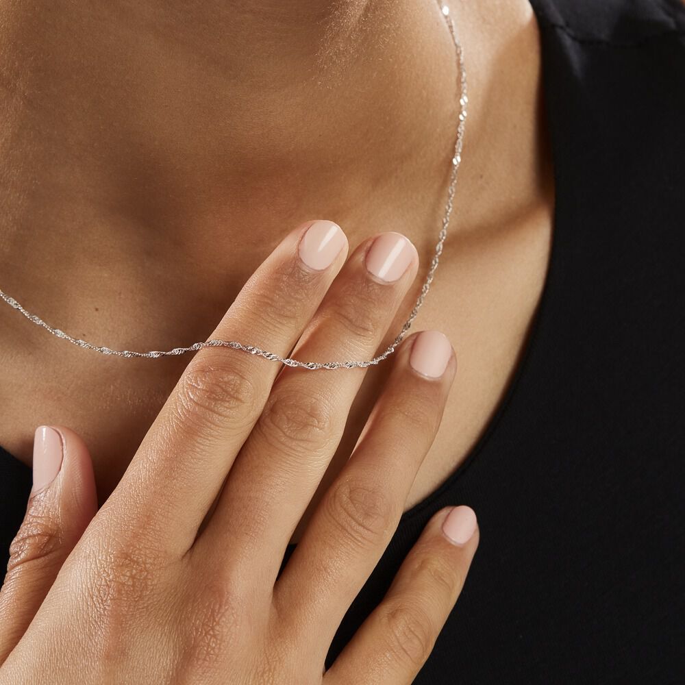 Chaîne Imanie Maille Singapour Or Blanc - Chaines Femme | Marc Orian
