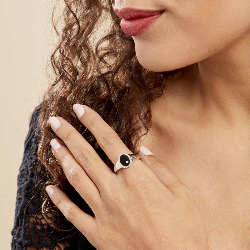 Bague Argent Blanc Lugus Email Et Oxyde De Zirconium - Bagues avec pierre Femme | Marc Orian