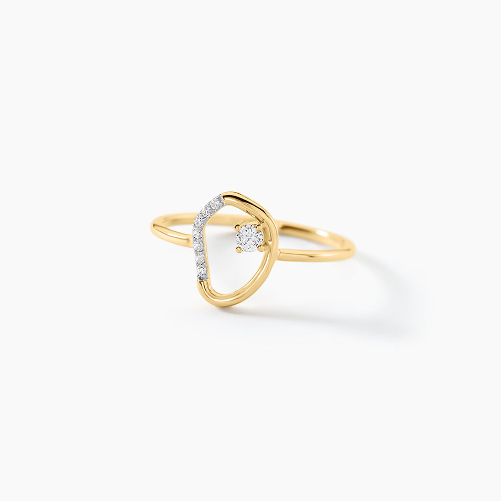 Bague Ga&euml;la Argent Dor&eacute; A L'Or 750/1000 Oxyde De Zirconium - Solitaires Femme | Marc Orian