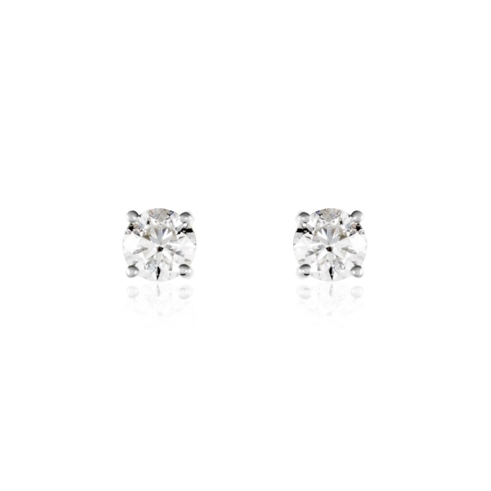 Boucles D'oreilles Puces Victoria Or Blanc Diamant - Puces Famille | Marc Orian