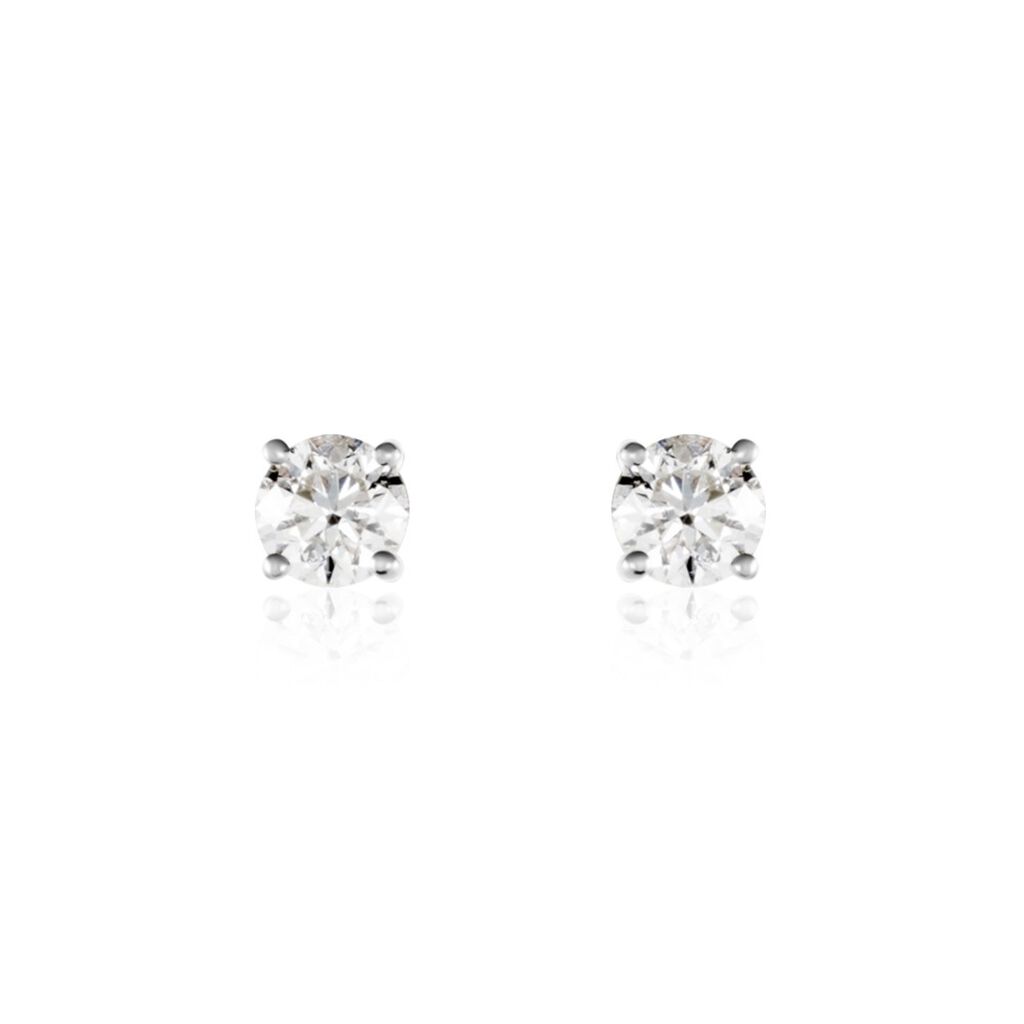Boucles D'oreilles Puces Victoria Or Blanc Diamant - Puces Famille | Marc Orian
