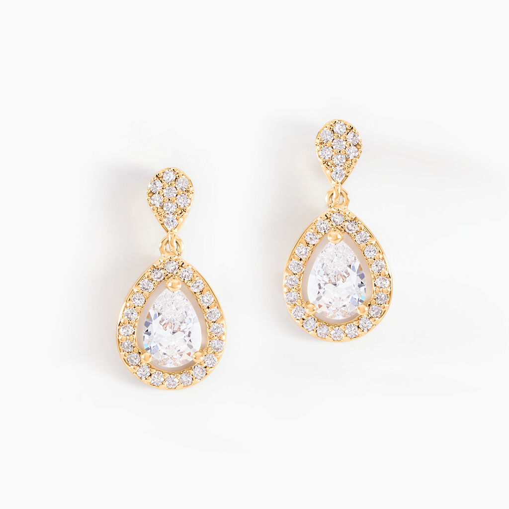 Boucles D'oreilles Pendantes Brigita Plaqu&eacute; Or Jaune Oxyde - Pendantes Femme | Marc Orian