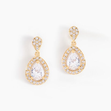 Boucles D'oreilles Pendantes Brigita Plaqu&eacute; Or Jaune Oxyde - Pendantes Femme | Marc Orian