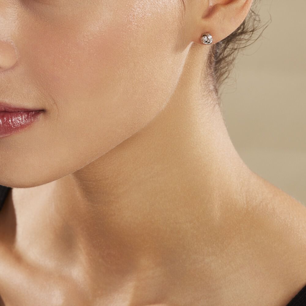 Boucles D'oreilles Puces Iloa Argent Blanc - Puces Femme | Marc Orian