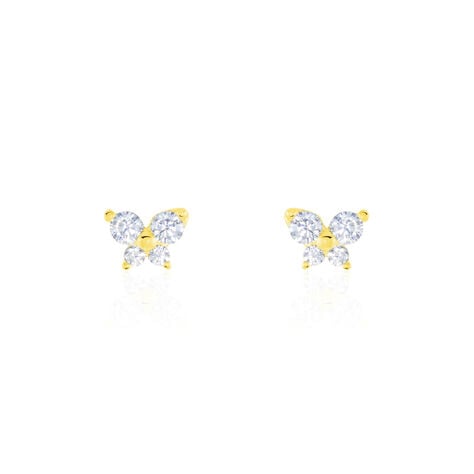 Boucles D'oreilles Puces Eleanor Fleur Or Jaune Oxyde De Zirconium - Puces Famille | Marc Orian