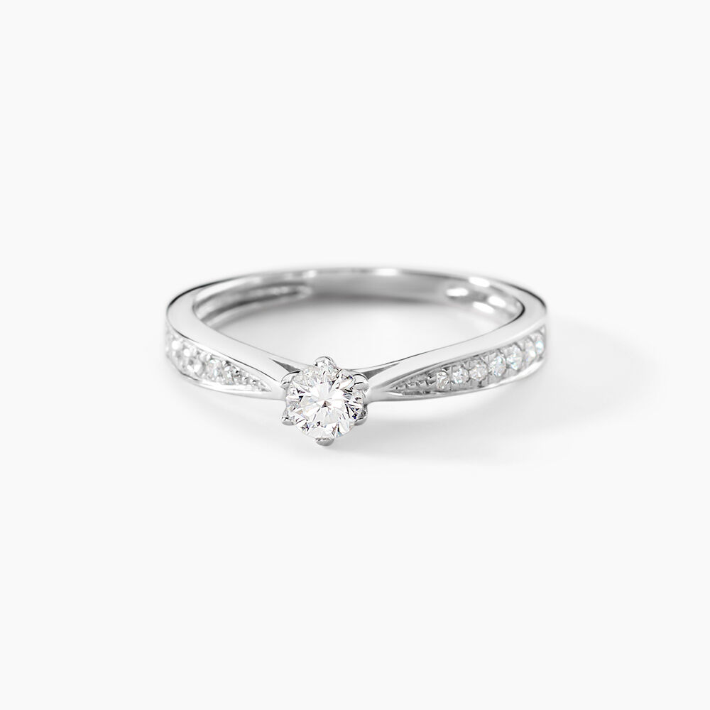 Bague Solitaire Symphonie Or Blanc Diamant - Parures de mariage Femme | Marc Orian