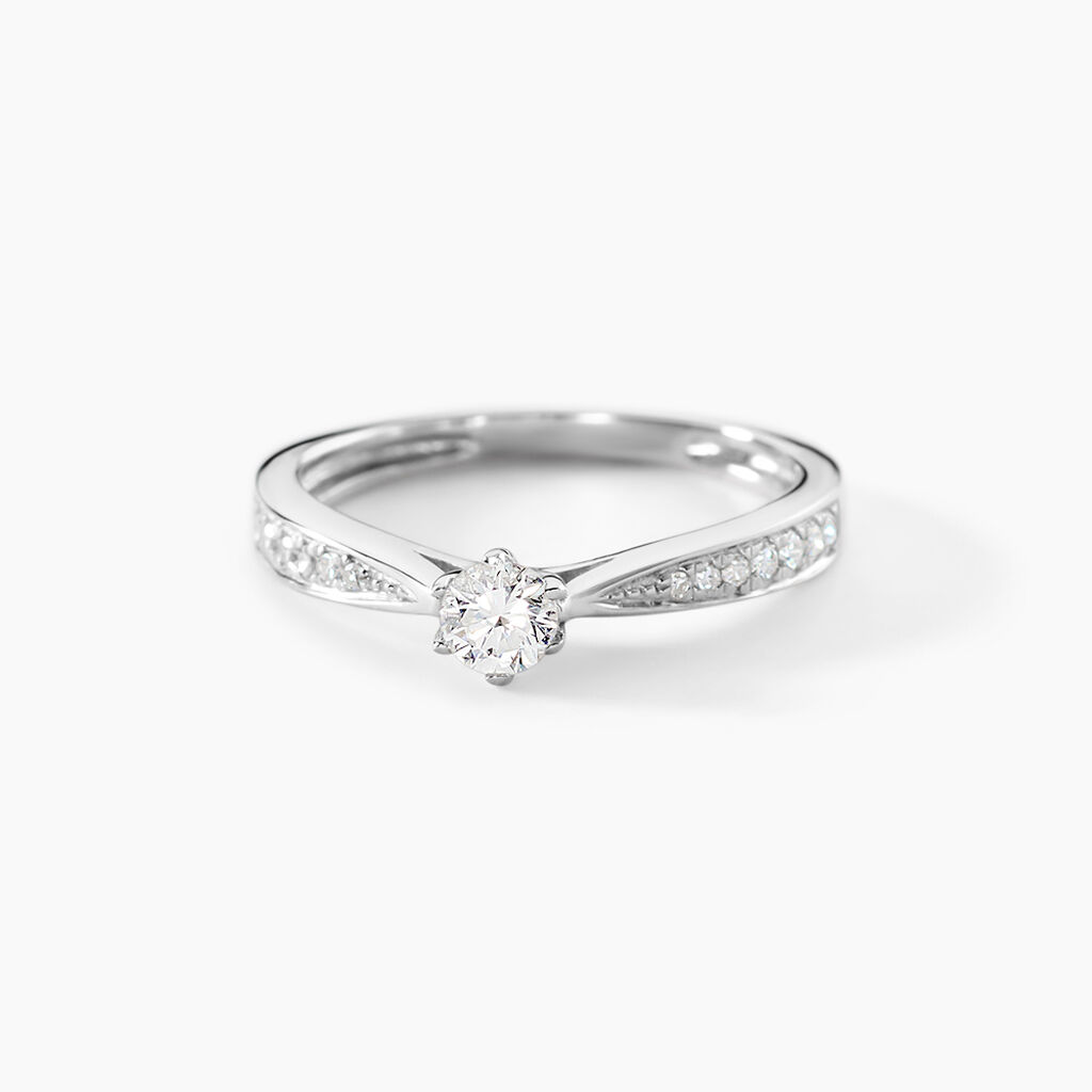 Bague Solitaire Symphonie Or Blanc Diamant - Parures de mariage Femme | Marc Orian
