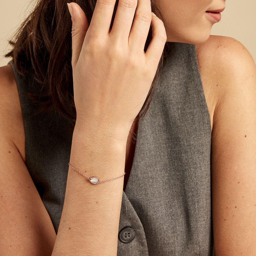 Bracelet Muse Argent Rose Nacre Oxyde De Zirconium - Bracelets chaînes Femme | Marc Orian