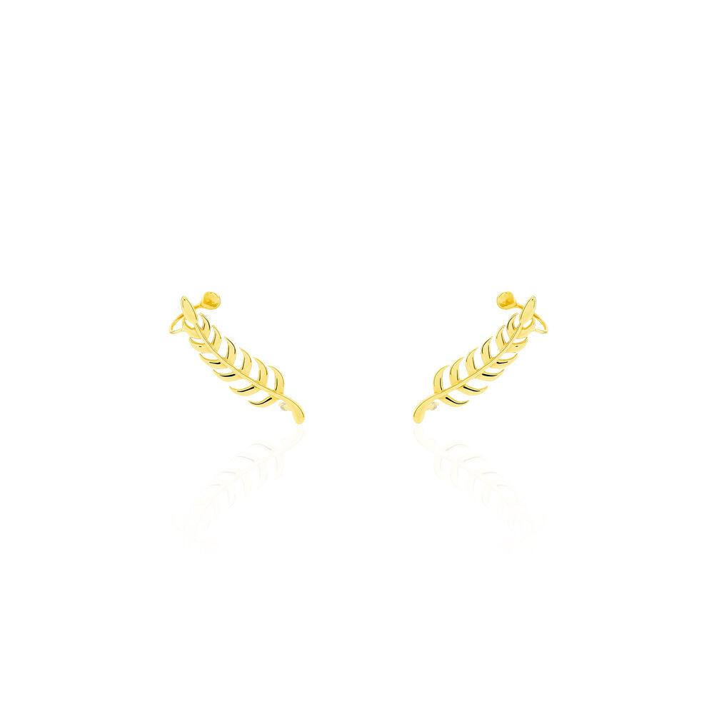 Boucles D'oreilles Grimpantes Eponine Plume Or Jaune - Piercings d'oreilles Femme | Marc Orian