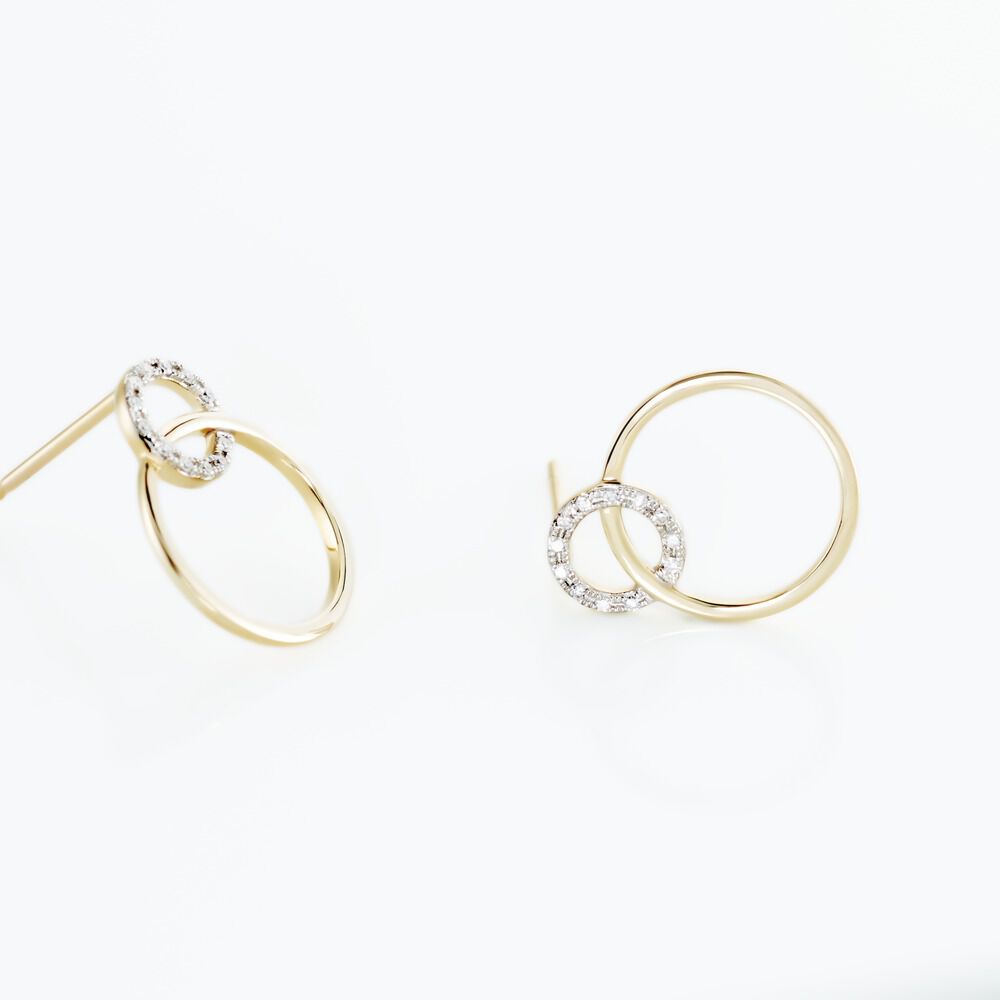 Boucles D'oreilles Or Jaune Achim Diamants - Puces Femme | Marc Orian