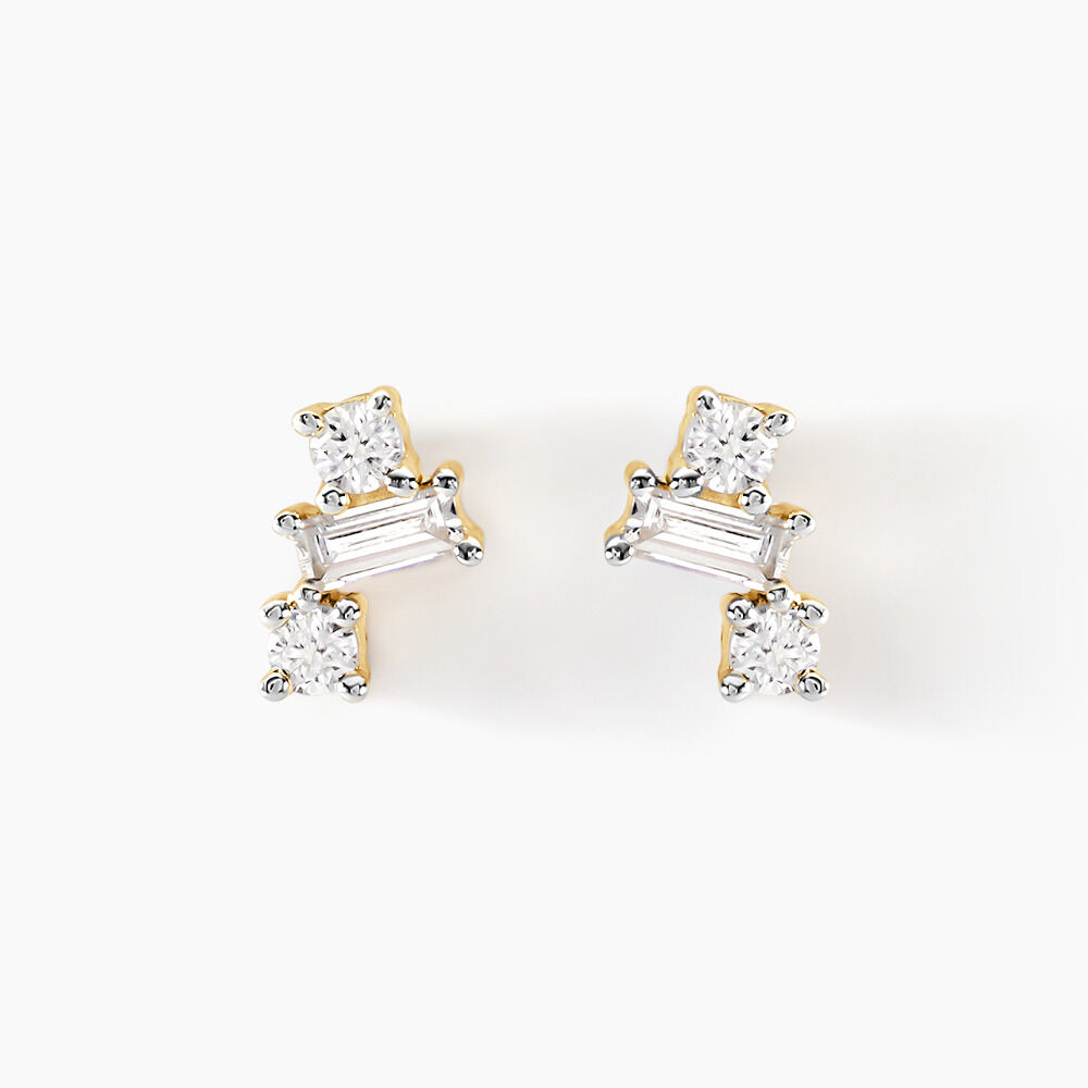 Boucles D'oreilles Puces Baliatista Or Jaune Diamant Synth&eacute;tique - Puces Femme | Marc Orian