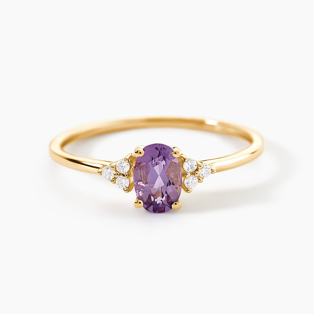 Bague Diapre Or Jaune Am&eacute;thyste Oxyde De Zirconium - Bagues pierres fines Femme | Marc Orian