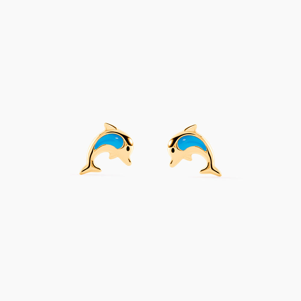 Boucles D'oreilles Puces Flip Dauphin Or Jaune - Puces Enfant | Marc Orian