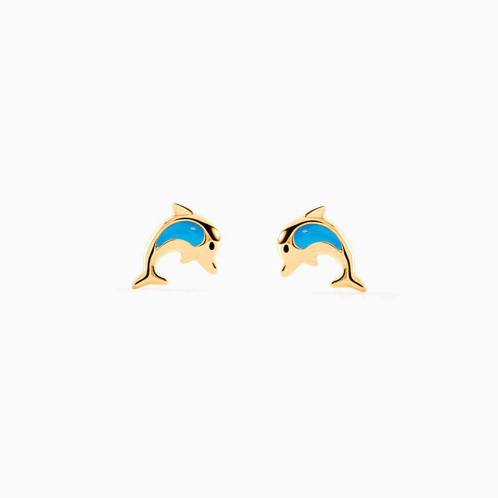 Boucles D'oreilles Puces Flip Dauphin Or Jaune - Puces Enfant | Marc Orian