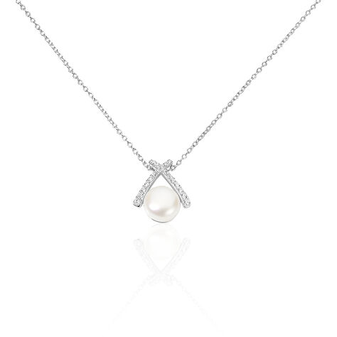 Collier Yacinthe Argent Blanc Perle De Culture Et Oxyde De Zirconium - Colliers avec pierres Femme | Marc Orian