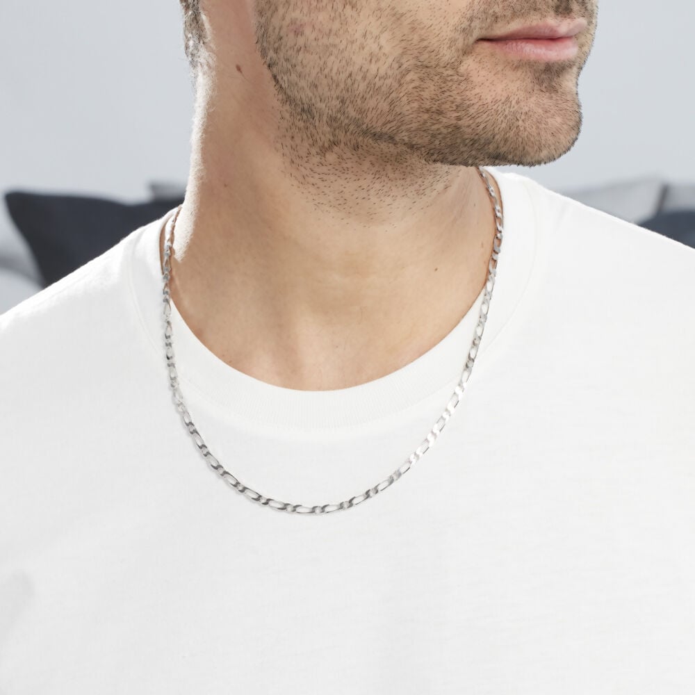 Chaîne Anilo Maille Alternée Argent Blanc - Chaines Homme | Marc Orian