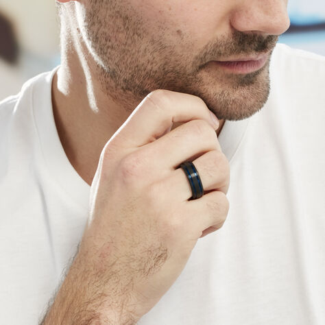 Bague Acier Bleu - Bague fantaisie Homme | Marc Orian