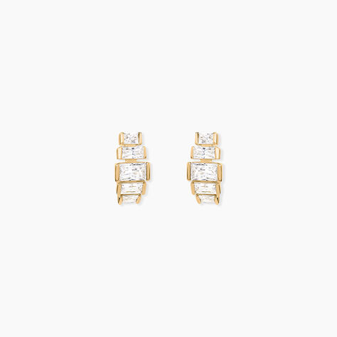 Cr&eacute;oles Mireille Argent Dor&eacute; A L'Or 750/1000 Oxyde De Zirconium - Cr&eacute;oles Femme | Marc Orian