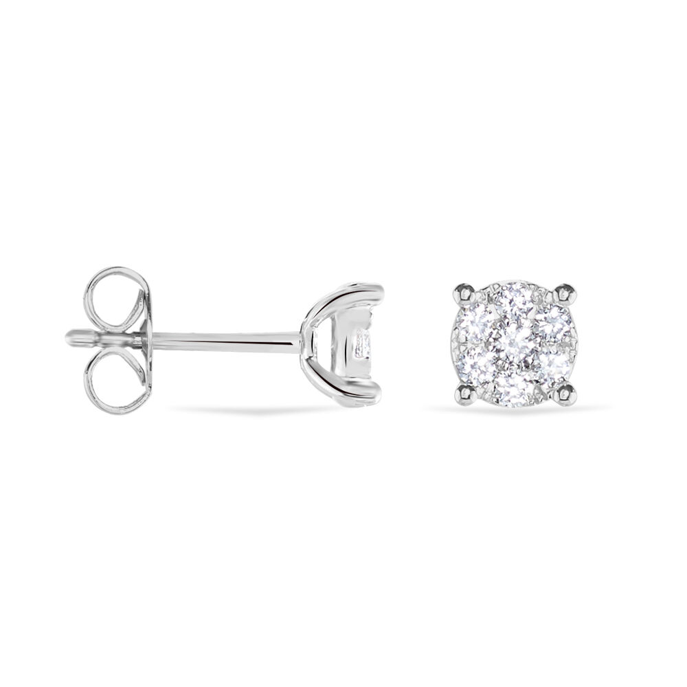 Boucles D'oreilles Puces Charlene Or Blanc Diamant Synthetique - Puces Femme | Marc Orian