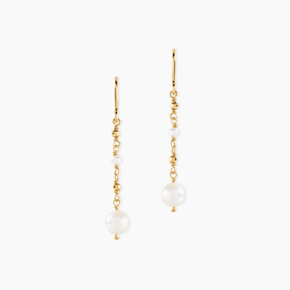 Boucles D'Oreilles Pendantes Bindy Argent Dor&eacute; A L'Or 750/1000 Perle De Culture - Pendantes  | Marc Orian