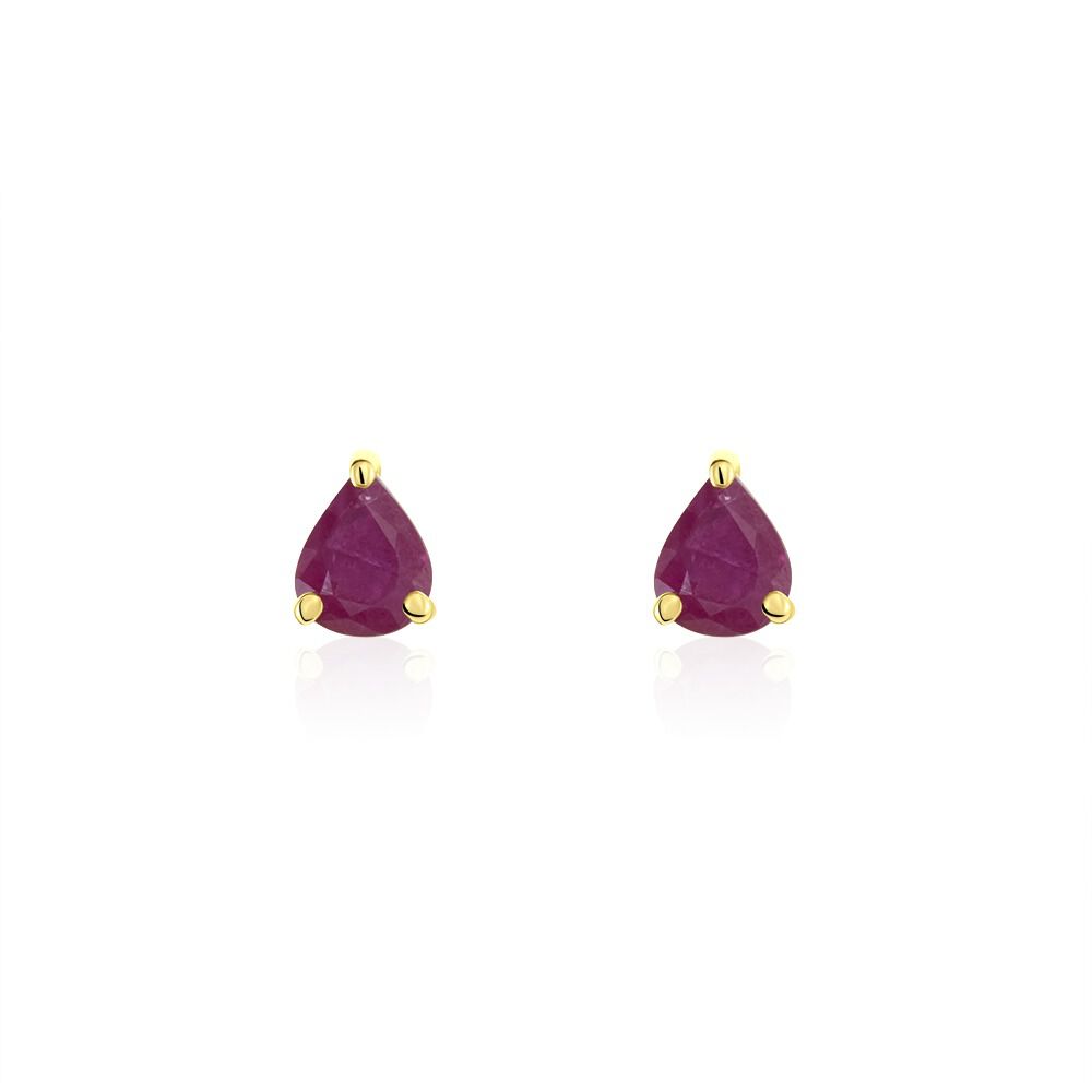 Boucles D'oreilles Puces Or Jaune Isador Rubis - Puces Femme | Marc Orian