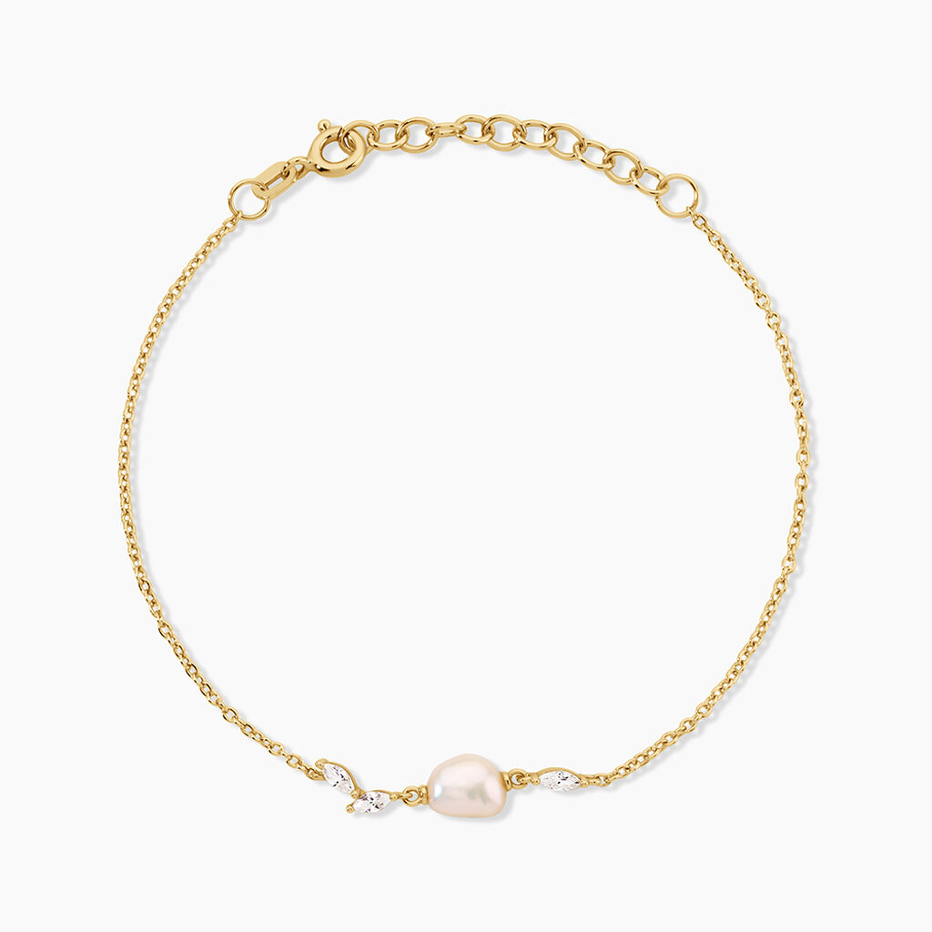 Bracelet Elysia Argent Dor&eacute; A L'Or 750/1000 Perle De Culture Oxyde De Zirconium - Bracelets cha&icirc;nes Femme | Marc Orian