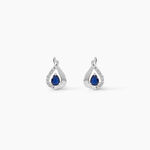 Boucles D'oreilles Puces Boucla Or Blanc Saphir Et Diamant - Puces Femme | Marc Orian
