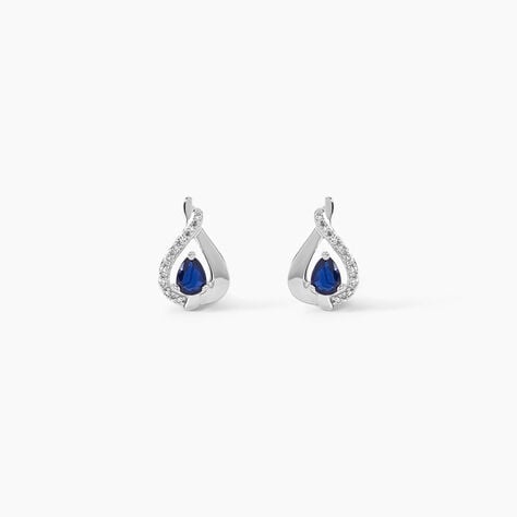 Boucles D'oreilles Puces Boucla Or Blanc Saphir Et Diamant - Puces Femme | Marc Orian