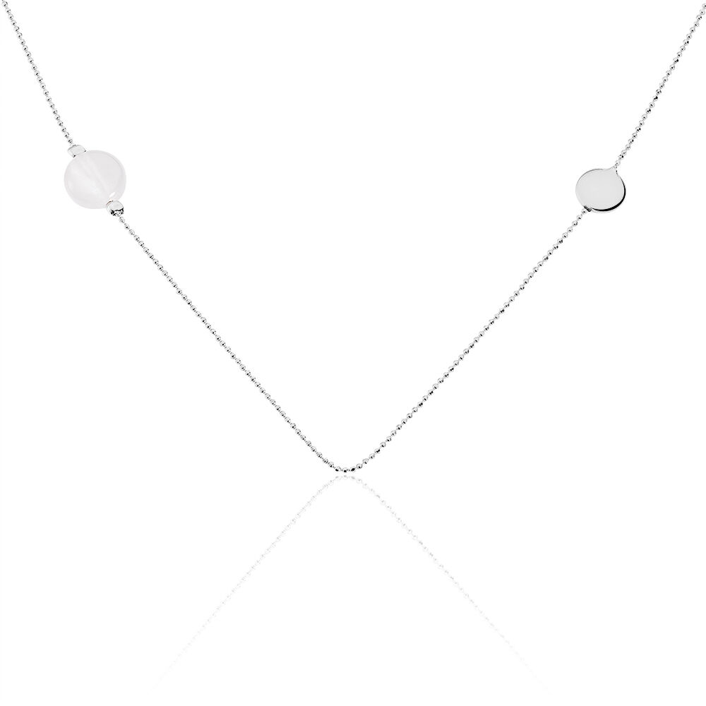 Collier Sautoir Amandine Argent Blanc Pierre De Synthese -  Femme | Marc Orian