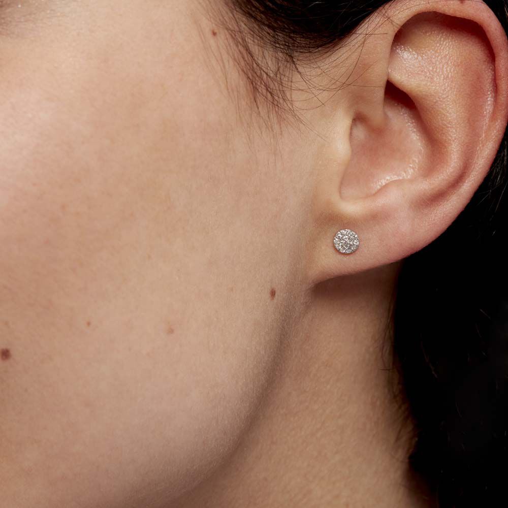 Boucles D'oreilles Puces Teani Or Blanc Diamant - Puces Femme | Marc Orian