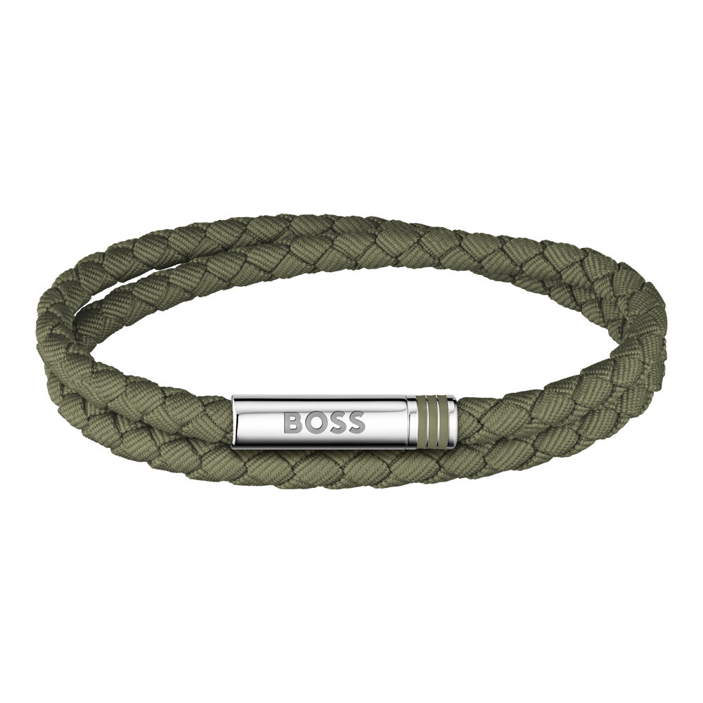 Bracelet Boss Ares Summer Cuir De Veau Vert - Bracelets cuir Homme | Marc Orian