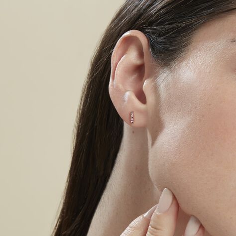 Boucles D'oreilles Puces Andrew Argent Rose Oxyde De Zirconium Rose - Clous d'oreilles Femme | Marc Orian
