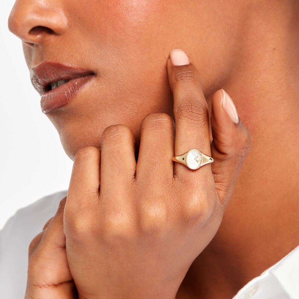 Bague Astria Plaqu&eacute; Or Jaune Nacre - Bijoux fantaisie Femme | Marc Orian