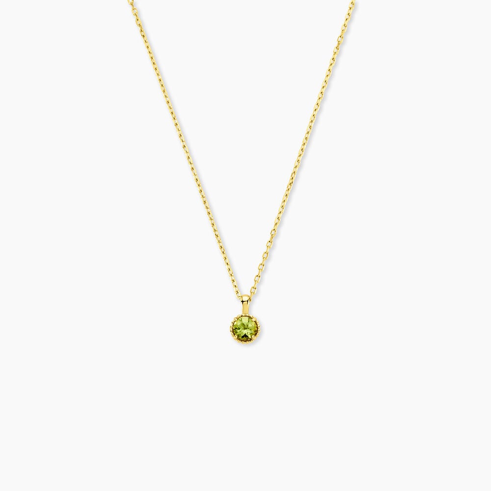Collier Argent Jaune 925/1000 Cercle P&eacute;ridot Vert Maille Forcat 42+3Cm - Colliers avec pierres Femme | Marc Orian