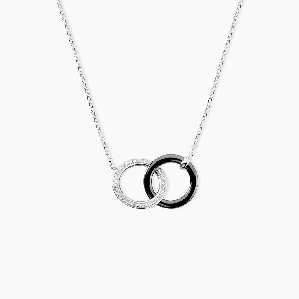 Collier You&me Argent Blanc C&eacute;ramique Et Oxyde De Zirconium - Colliers avec pierres Femme | Marc Orian