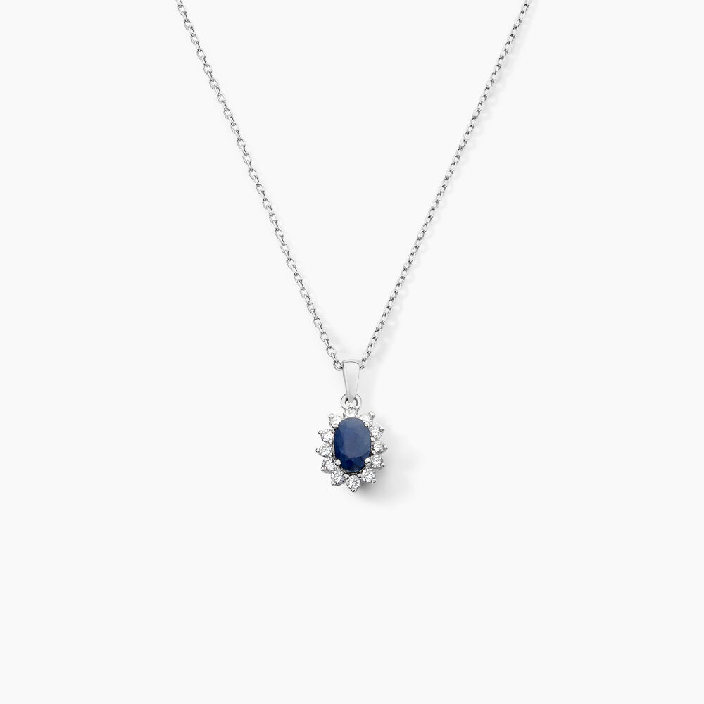Pendentif Or Blanc Saphir Diamants - Pendentifs Femme | Marc Orian