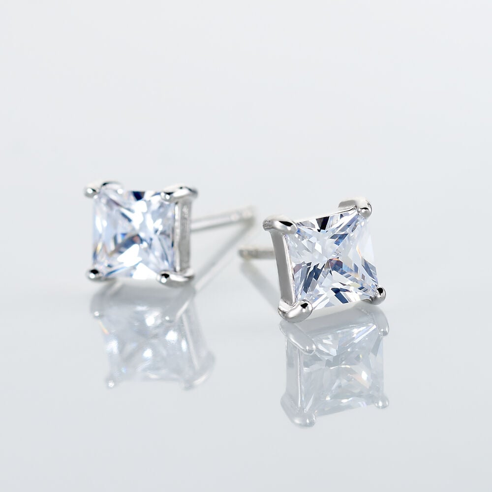 Boucles D'oreilles Puces Argent Blanc Alys Oxyde De Zirconium - Puces Femme | Marc Orian