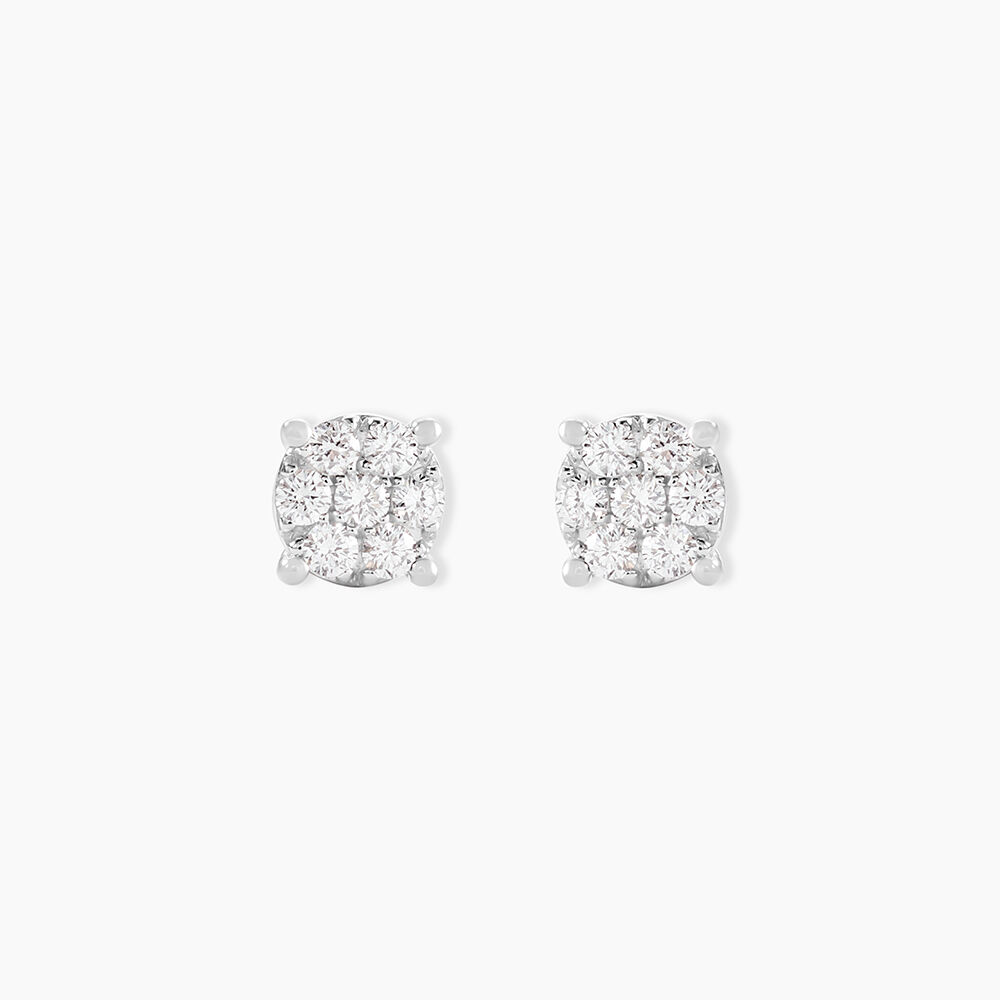 Boucles D'oreilles Puces Charlene Or Blanc Diamant Synthetique - Puces Femme | Marc Orian