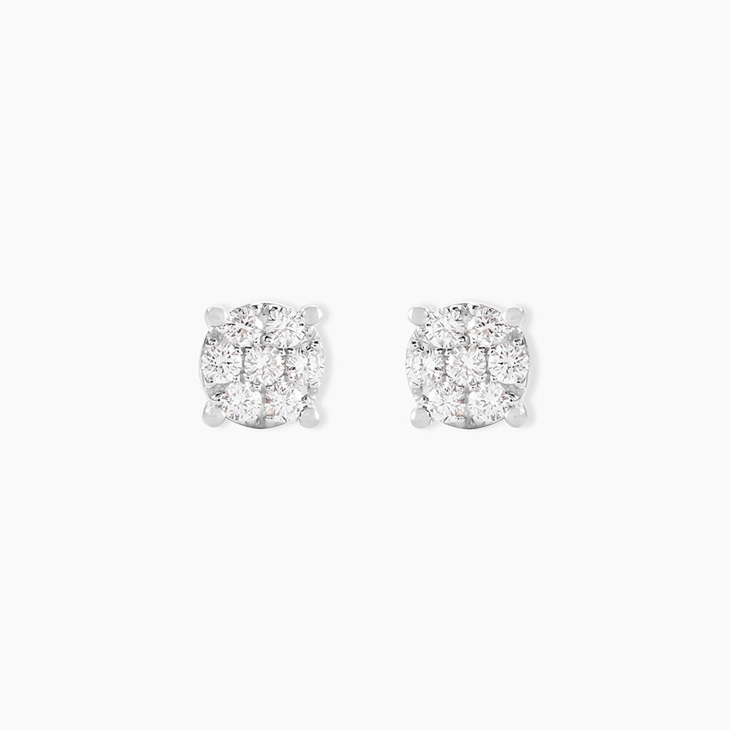 Boucles D'oreilles Puces Charlene Or Blanc Diamant Synthetique - Puces Femme | Marc Orian