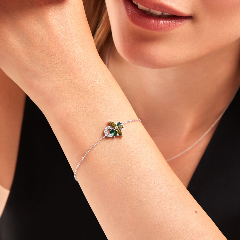 Bracelet Gardenia Crown Argent Blanc Oxyde De Zirconium - Bracelets chaînes Femme | Marc Orian
