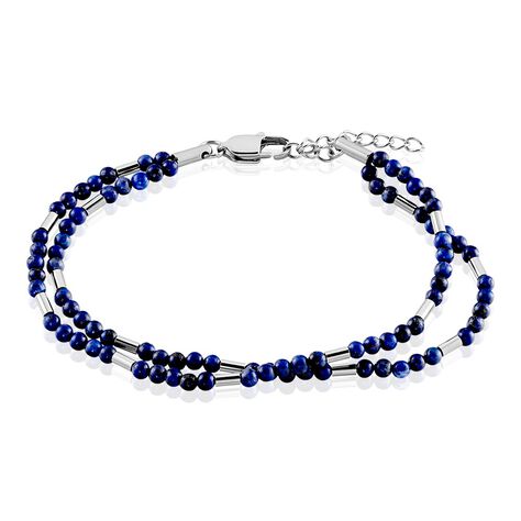 Bracelet Acier Blanc Augusto Lapis Lazuli - Bracelets chaînes Homme | Marc Orian