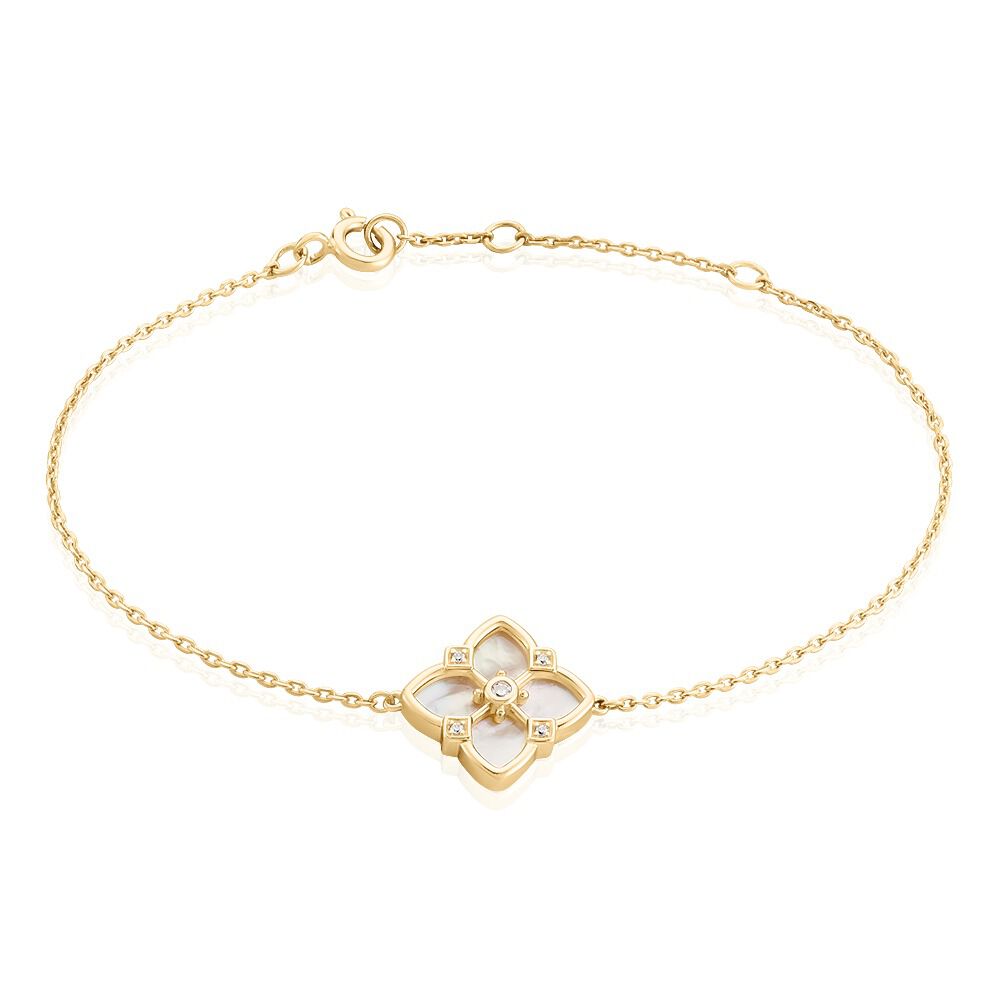 Bracelet Cassian Plaque Or Doré Nacre Oxyde De Zirconium - Bracelets chaînes Femme | Marc Orian