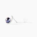 Boucles D'oreilles Puces Anais Or Blanc Perle De Culture Et Oxyde - Puces Femme | Marc Orian